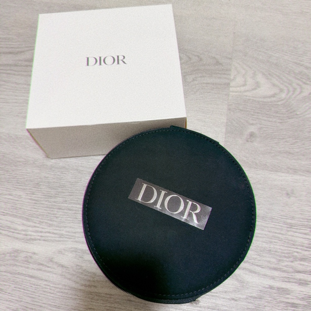 Dior Black Circular Accessory Case NEW in Box
